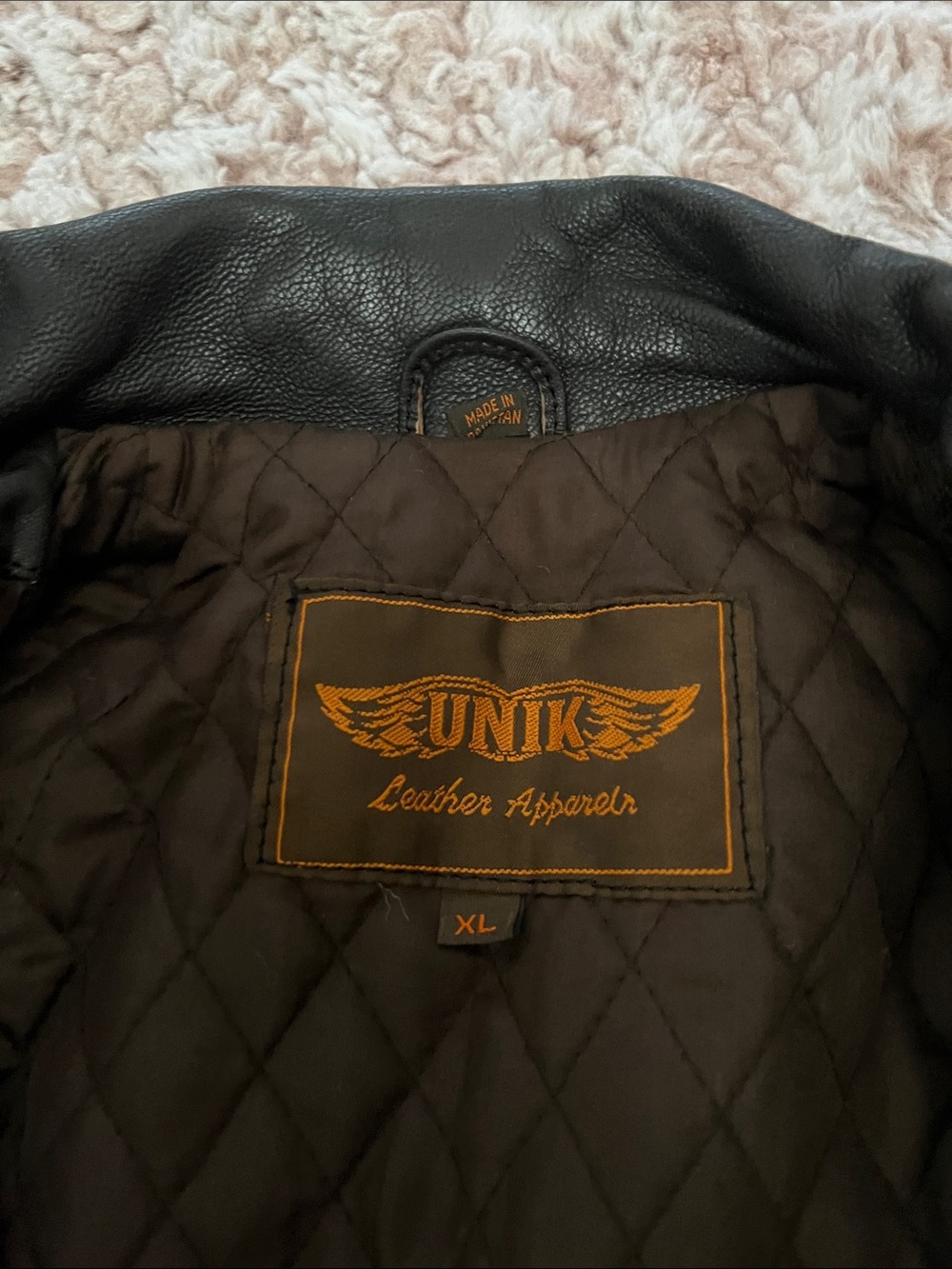 UNIK Brown Quilted Bomber Jacket with Contrasting Gold Stitching